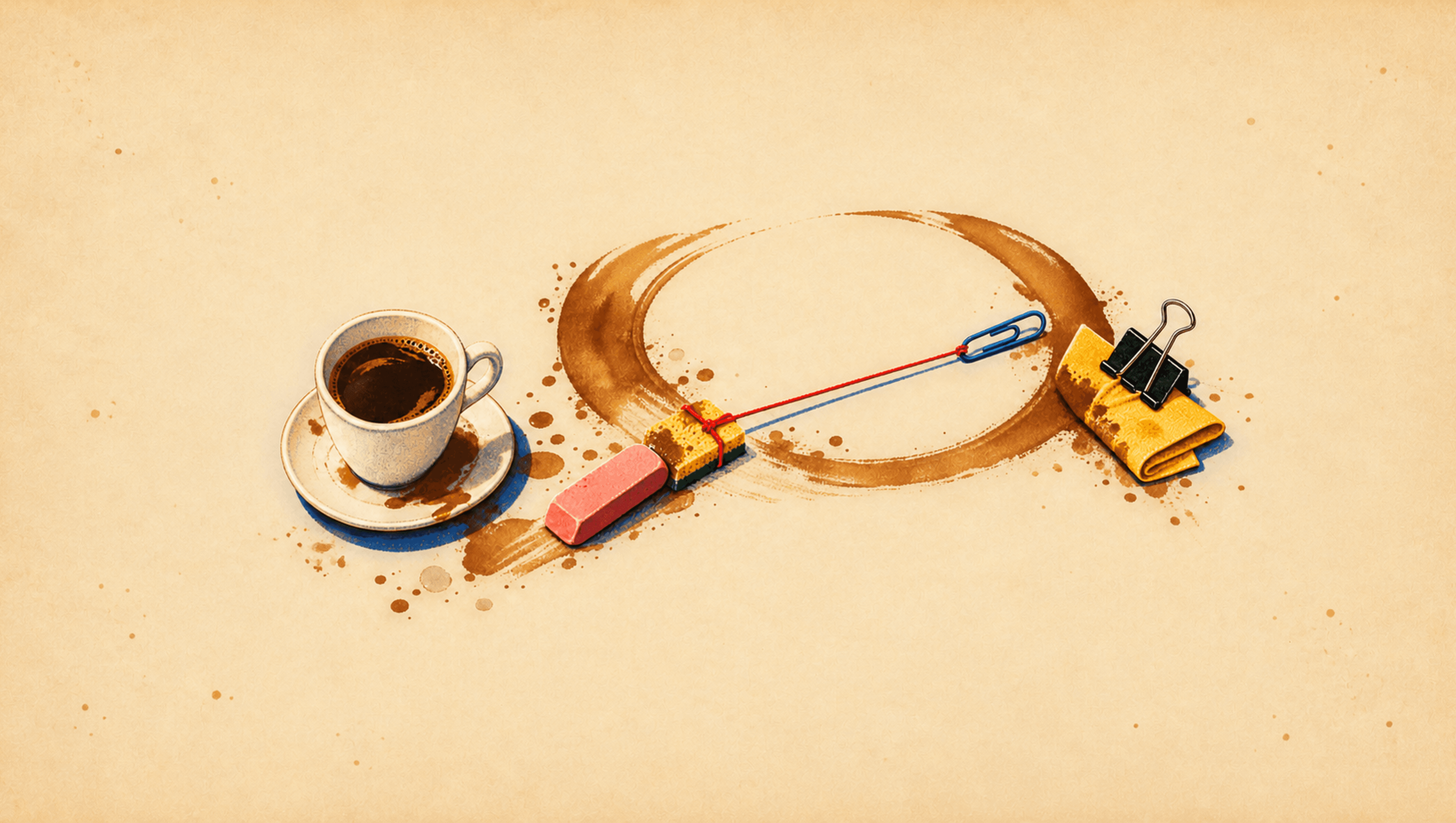 Coffee Ring Cleanup Crew Large mat artwork