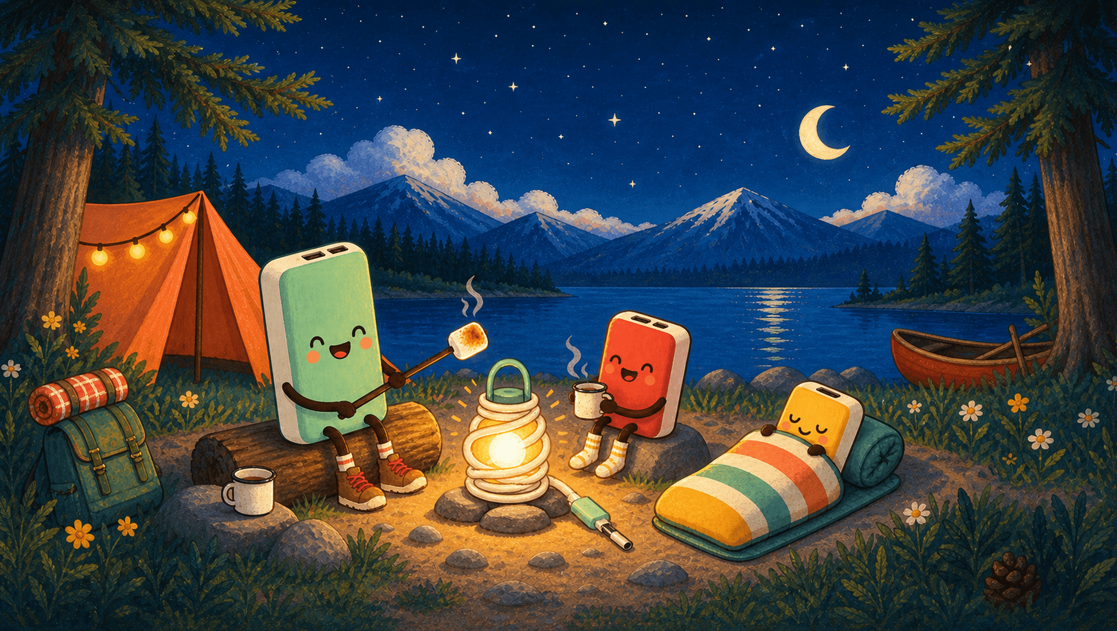 Low Battery Campout Large mat artwork