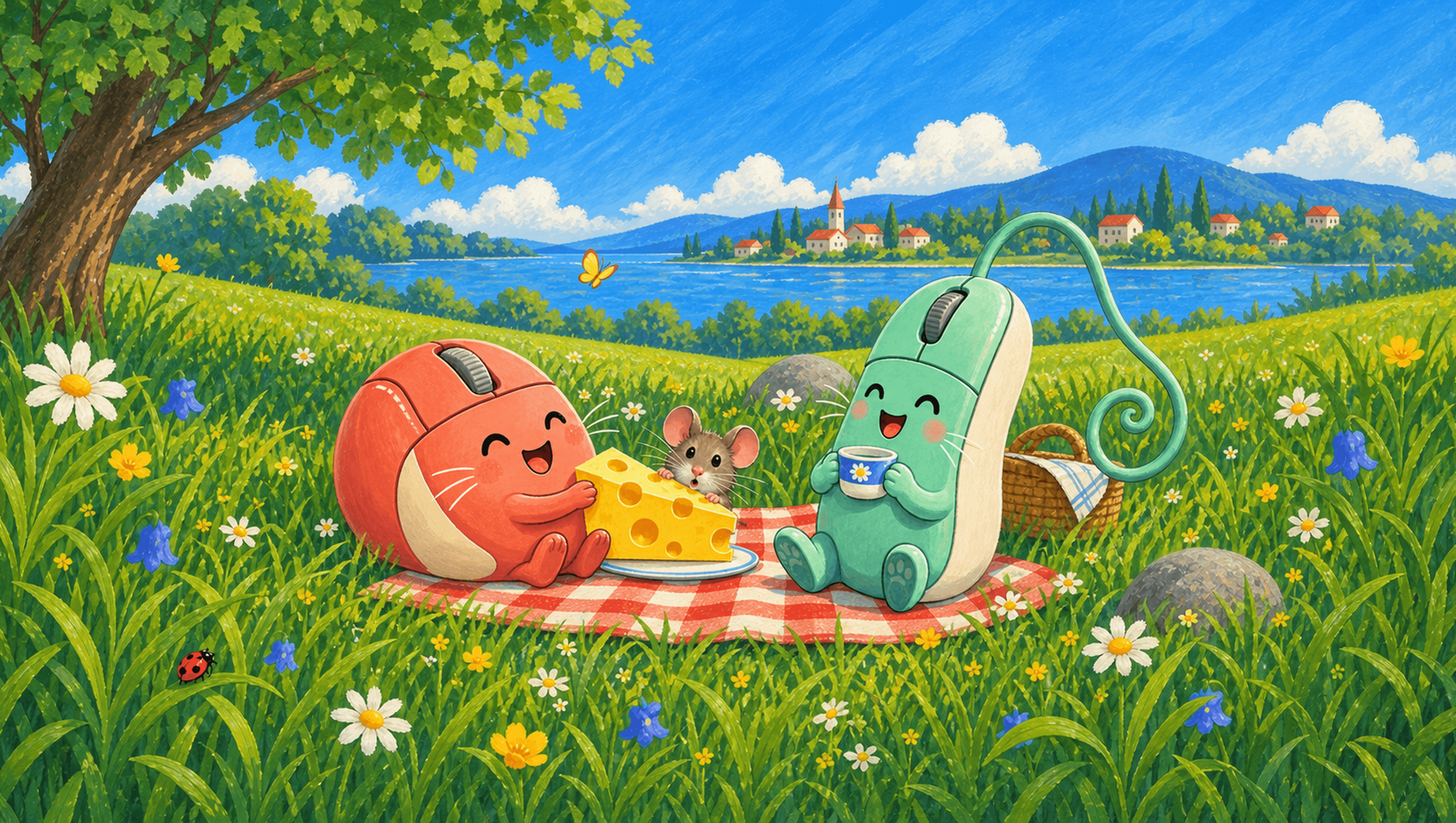 Mouse Country Picnic Large mat artwork