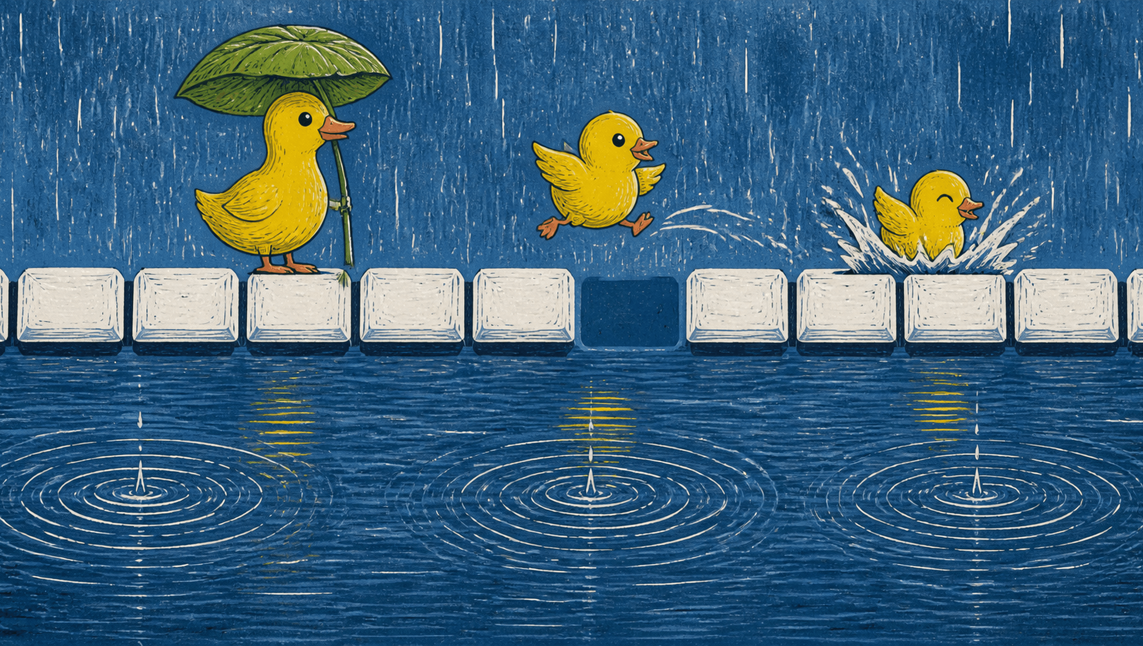 Rainy Day Keyboard Crossing Large mat artwork