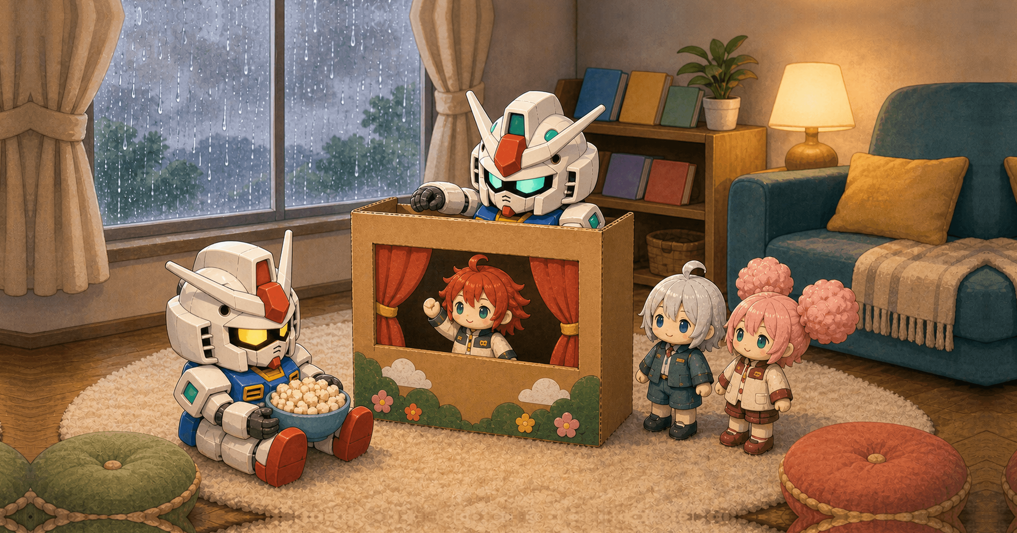 Rainy Day Puppet Show — Window Cut Extra Large mat artwork