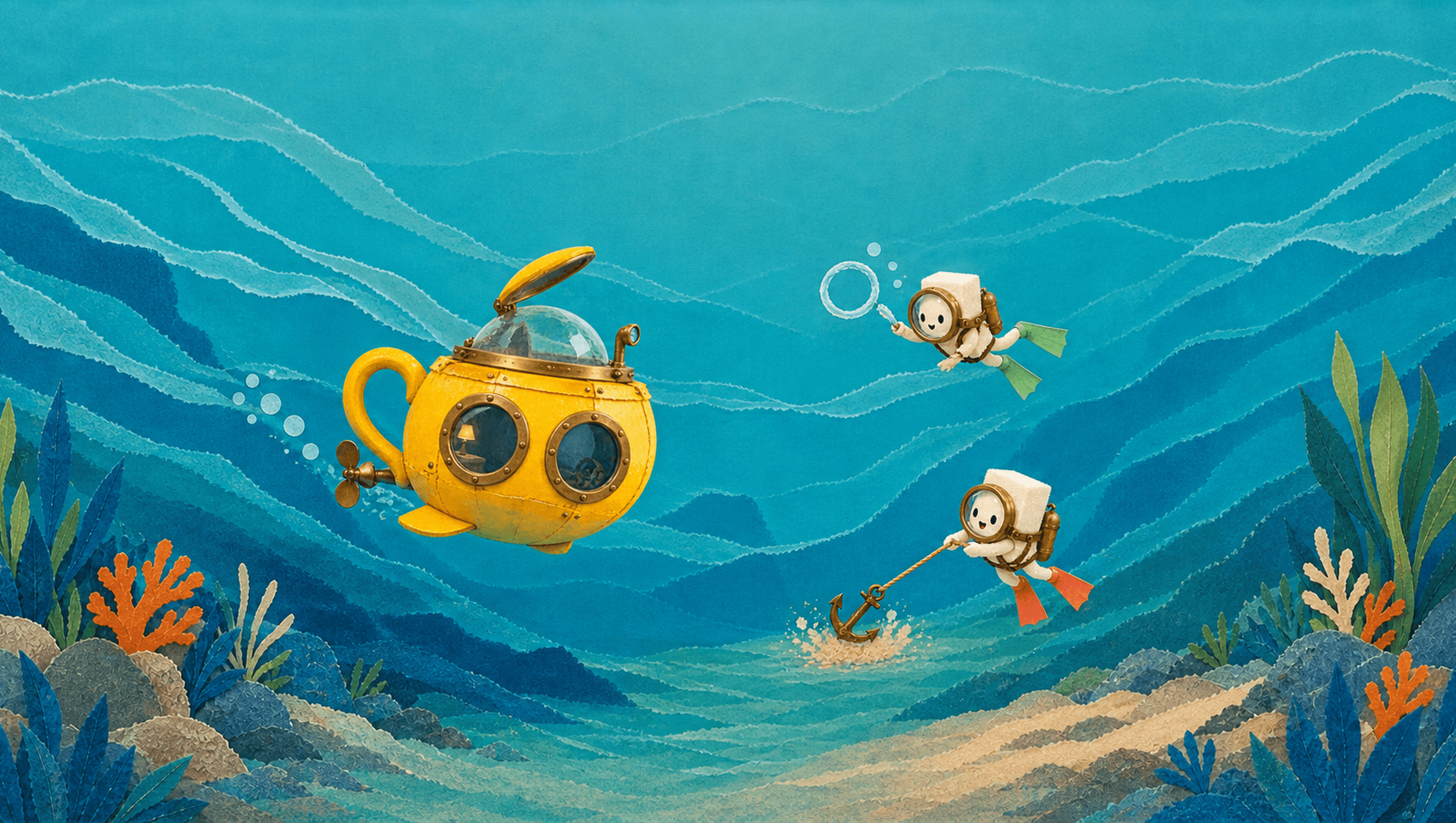 Teacup Submarine Large mat artwork
