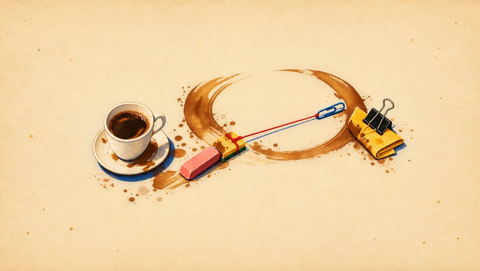 Coffee Ring Cleanup Crew mat artwork