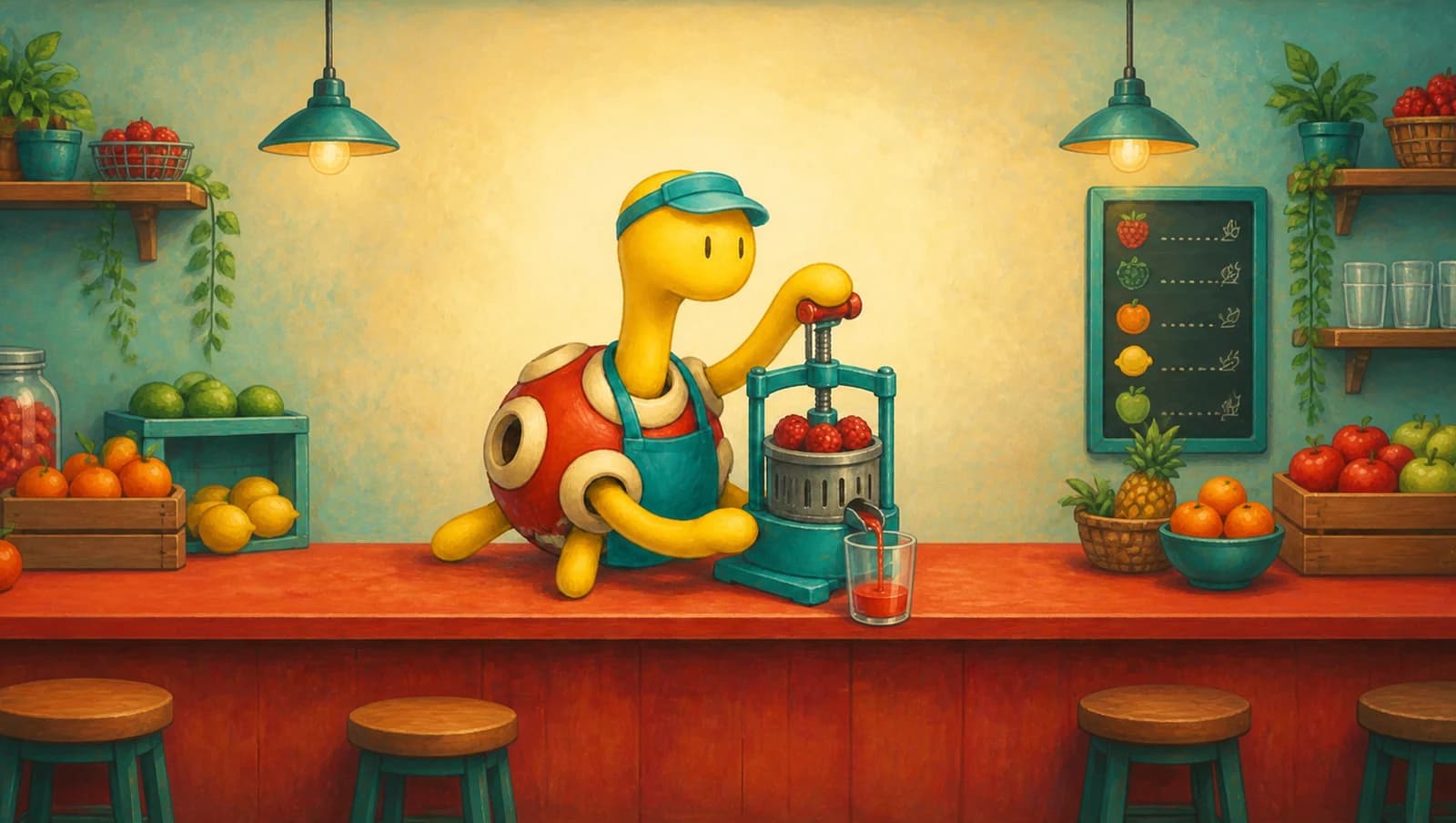 Shuckle Juice Bar mat artwork
