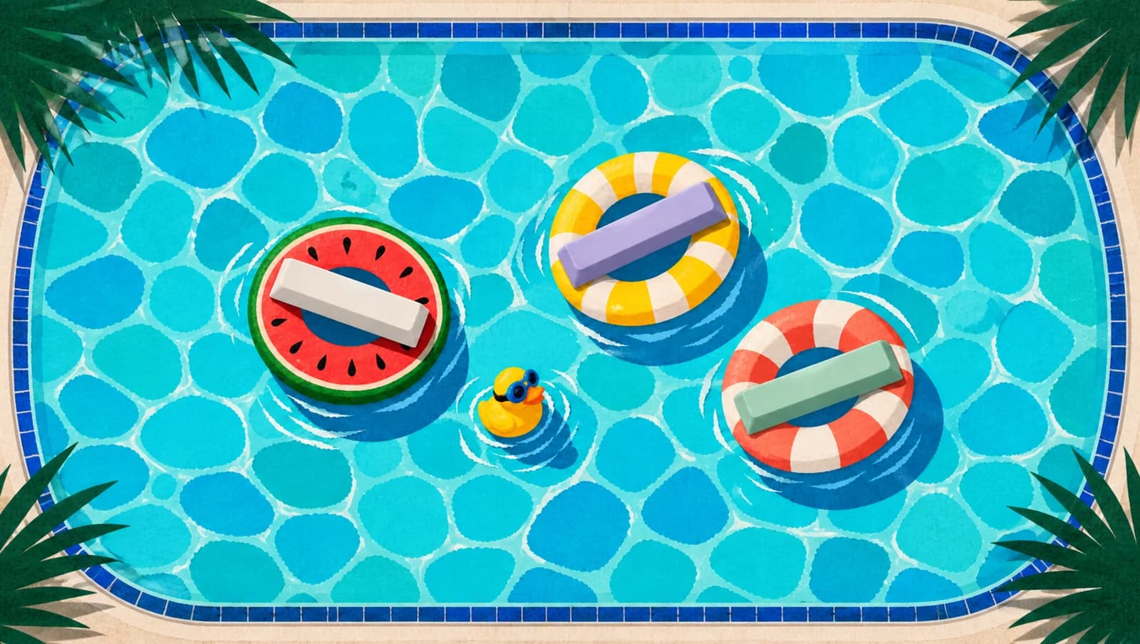 Spacebar Pool Party mat artwork