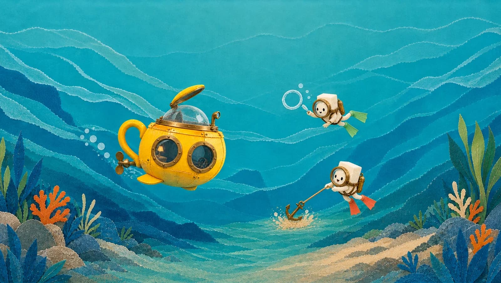 Teacup Submarine mat artwork