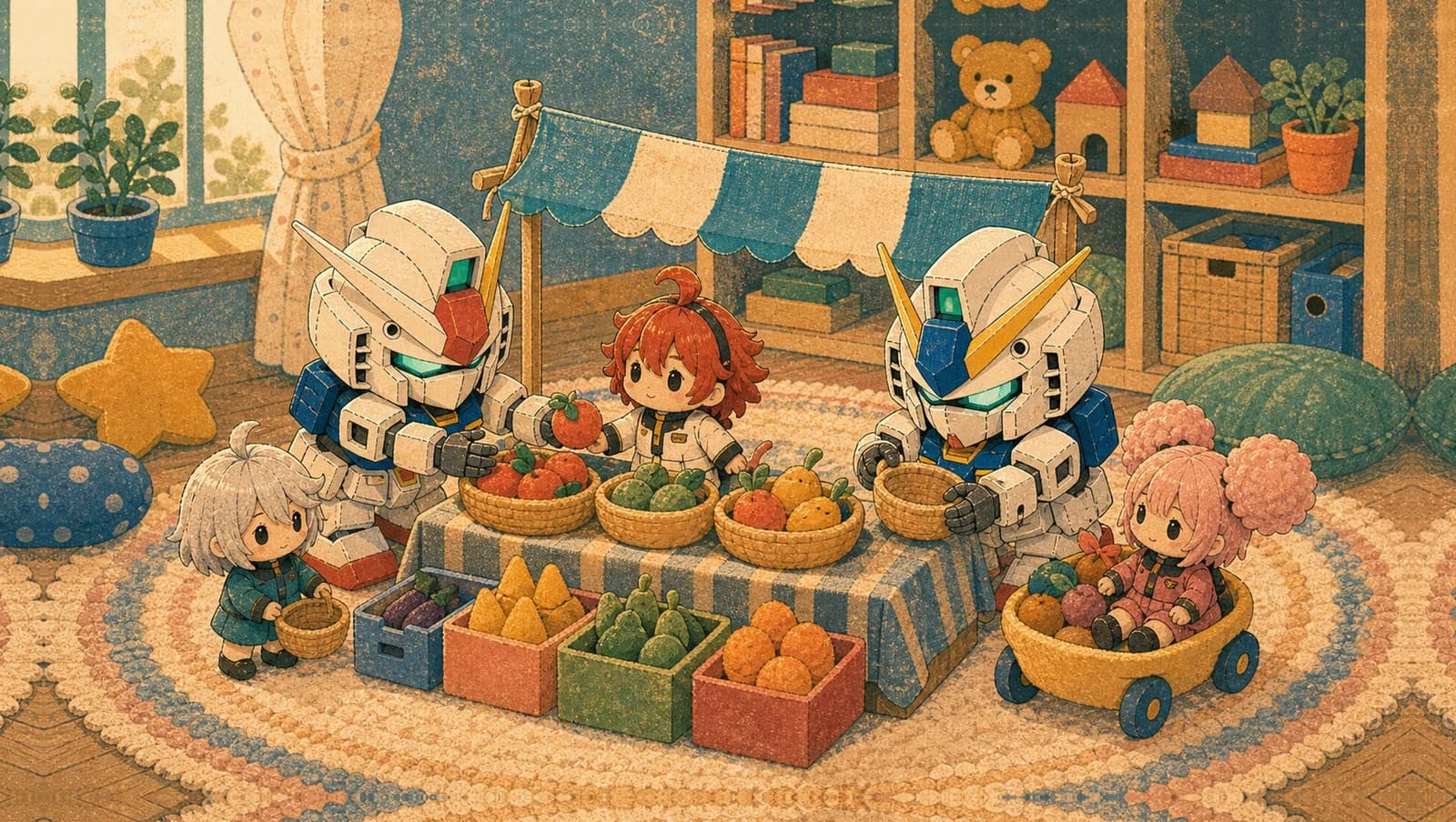 Tiny Market Morning mat artwork