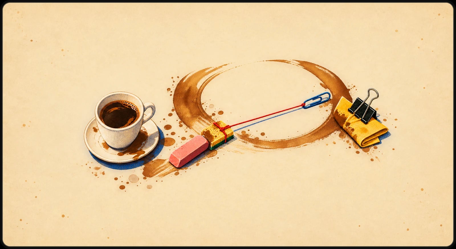 Coffee Ring Cleanup Crew mat artwork