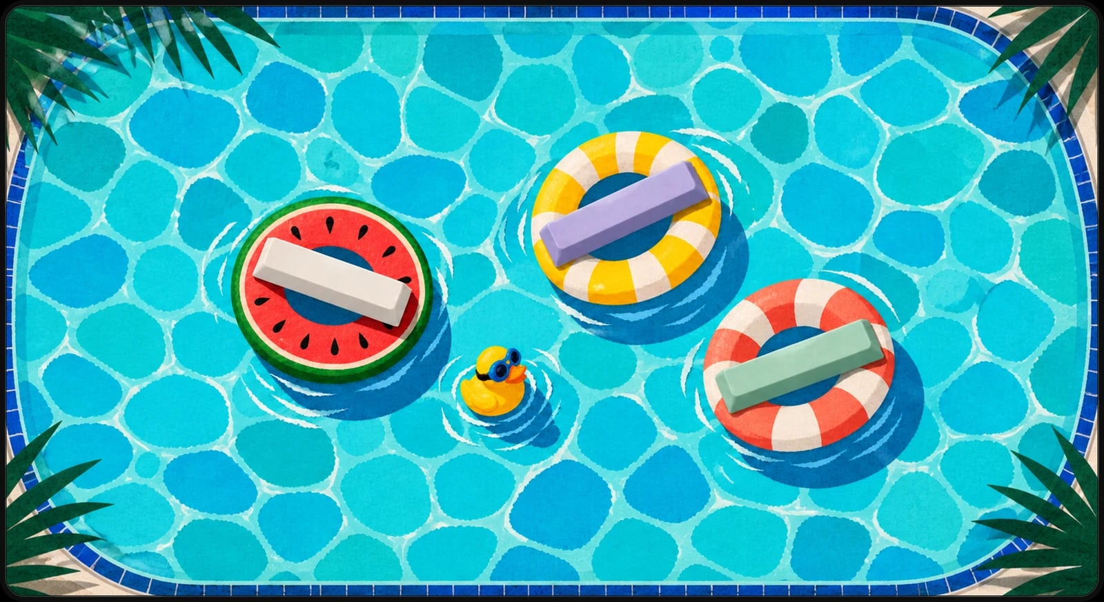 Spacebar Pool Party mat artwork